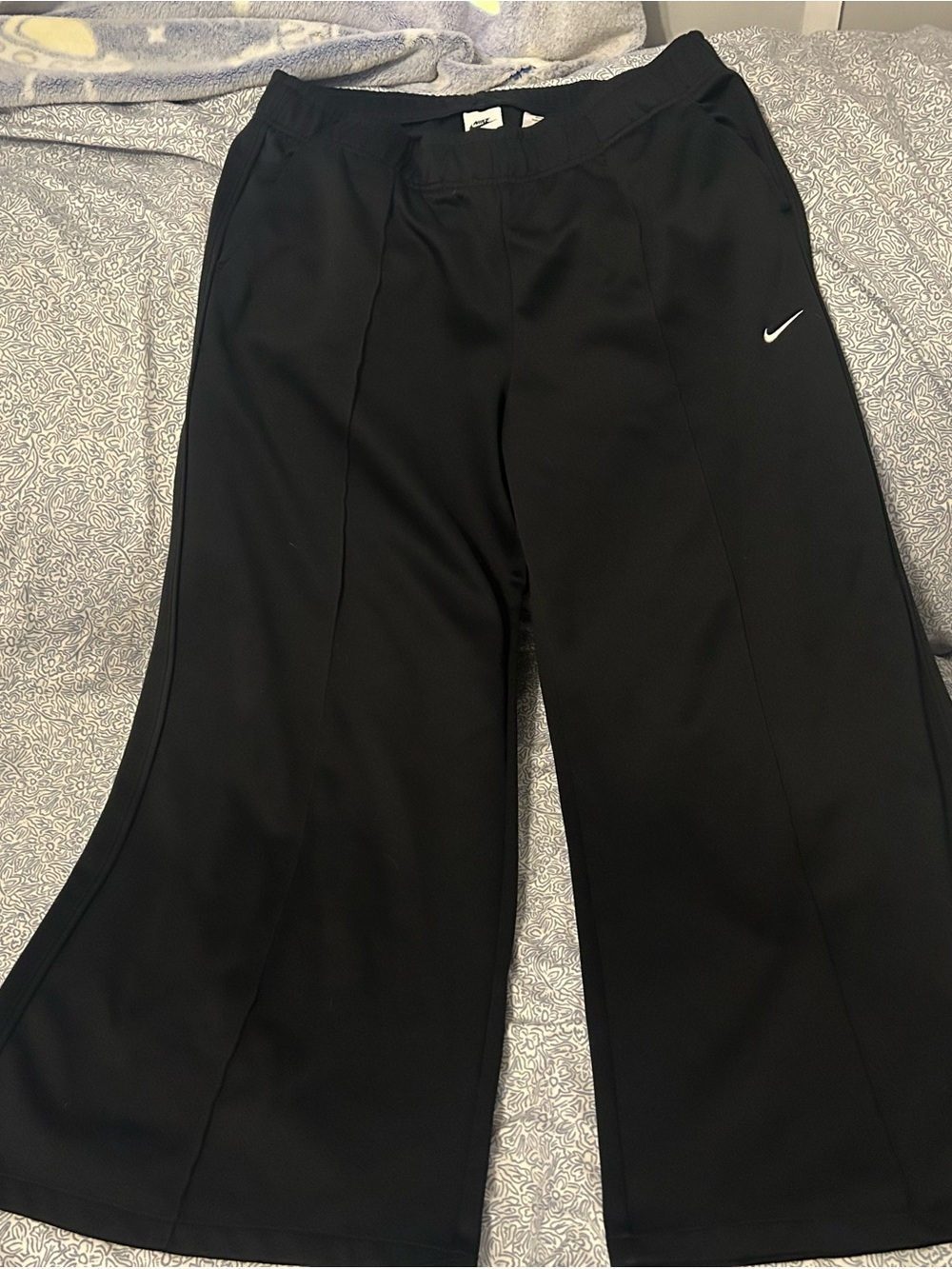 Nike Black Wide-Leg Track Pants with Swoosh